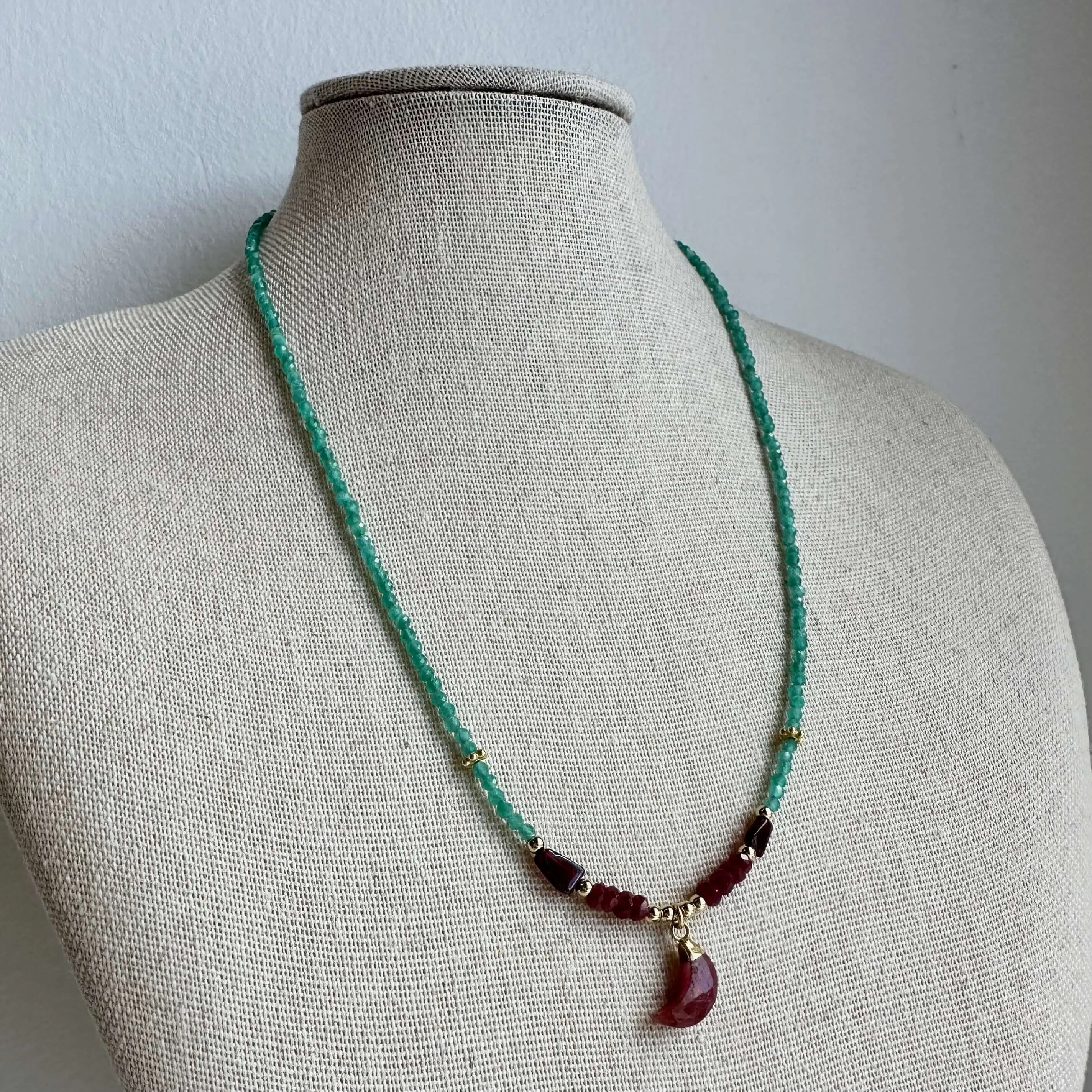 Half Moon Ruby Green Onyx Choker