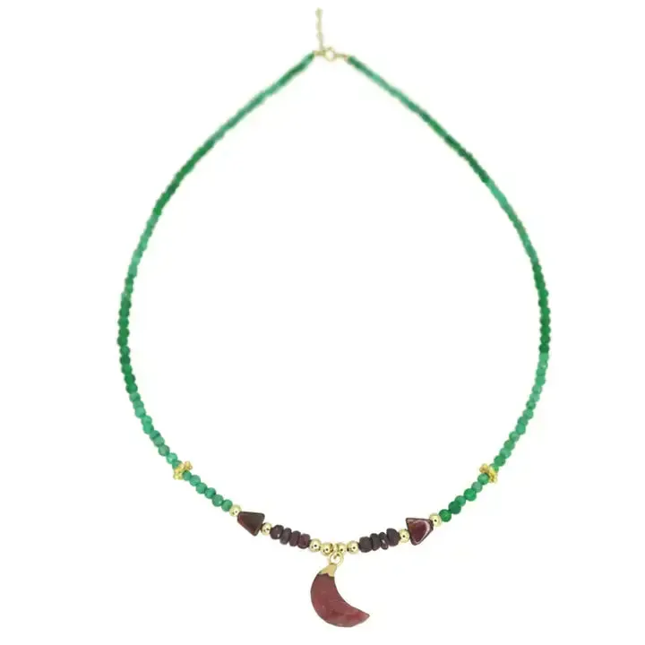 Half Moon Ruby Green Onyx Choker