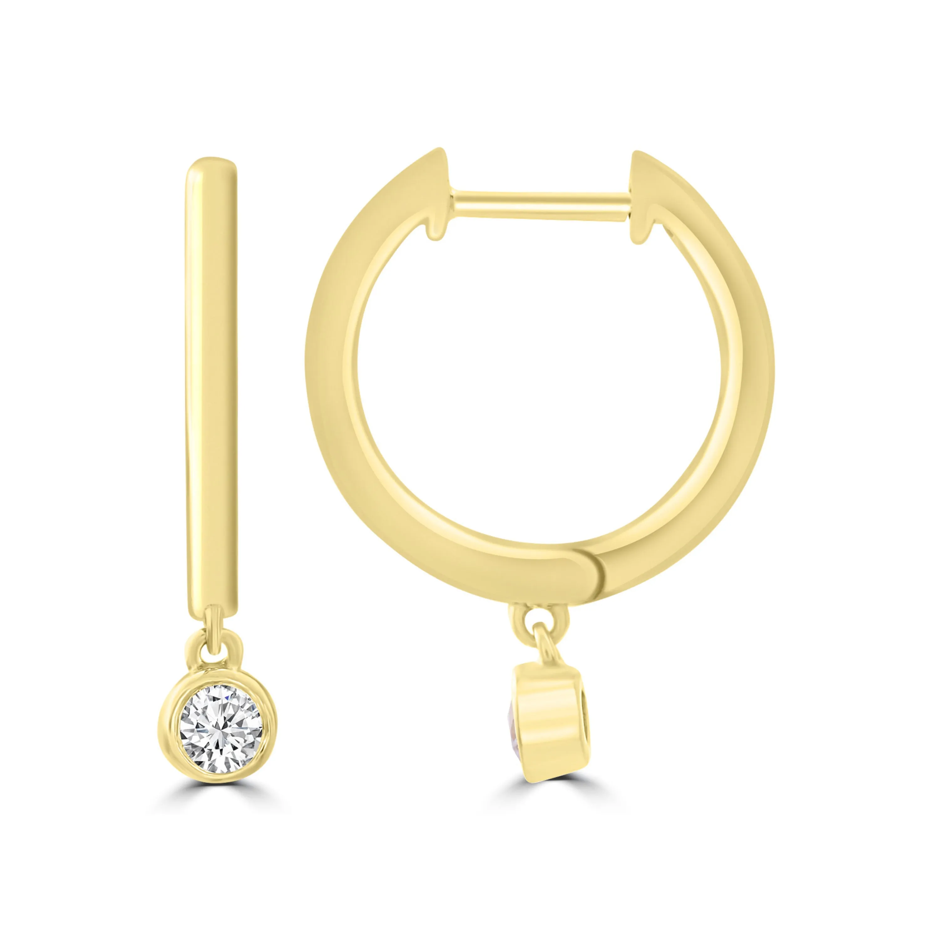 Huggie Earrings with Diamond Drop