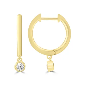Huggie Earrings with Diamond Drop