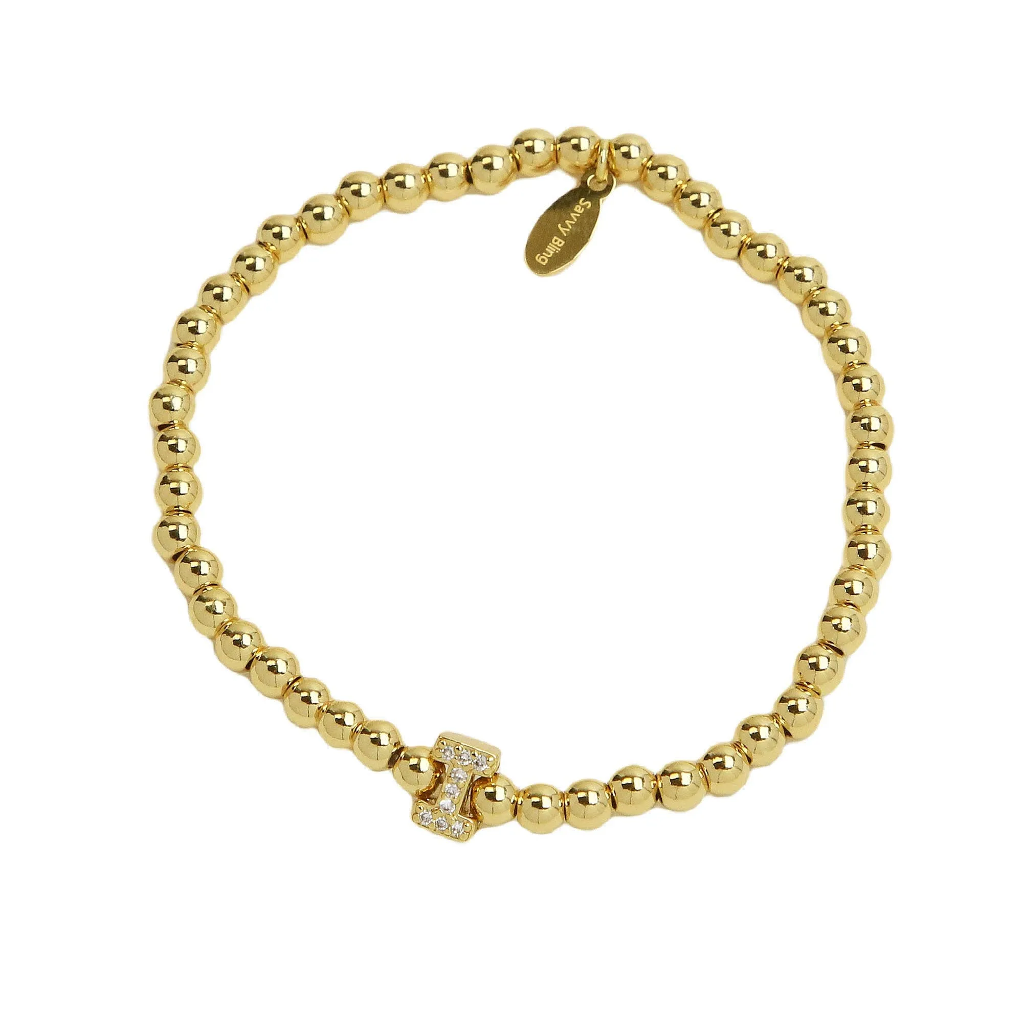 Initial Semi Precious Stone Bracelet Gold Filled