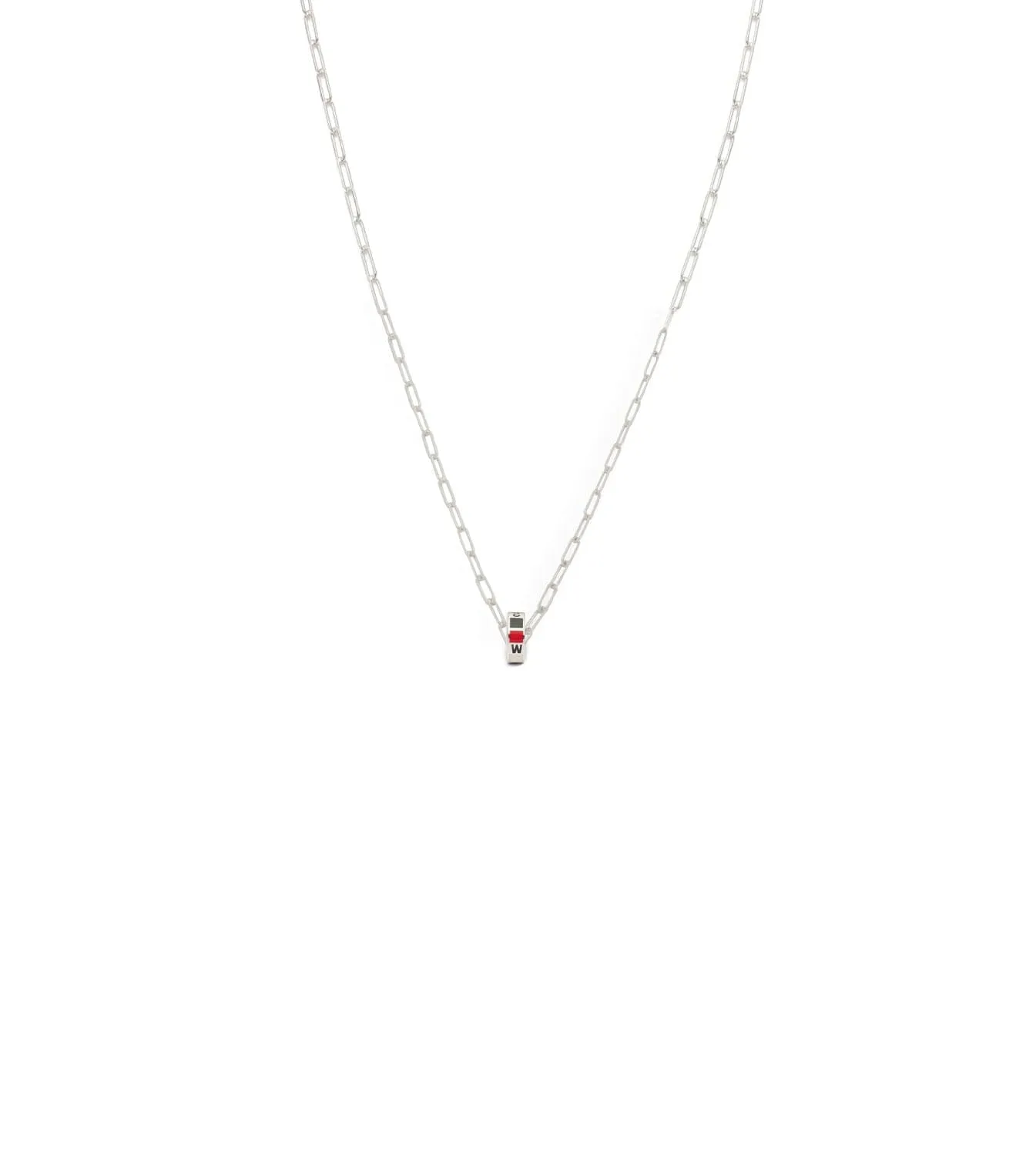 Internal Compass : Heart Beat Super Fine Clip Chain Necklace White Gold