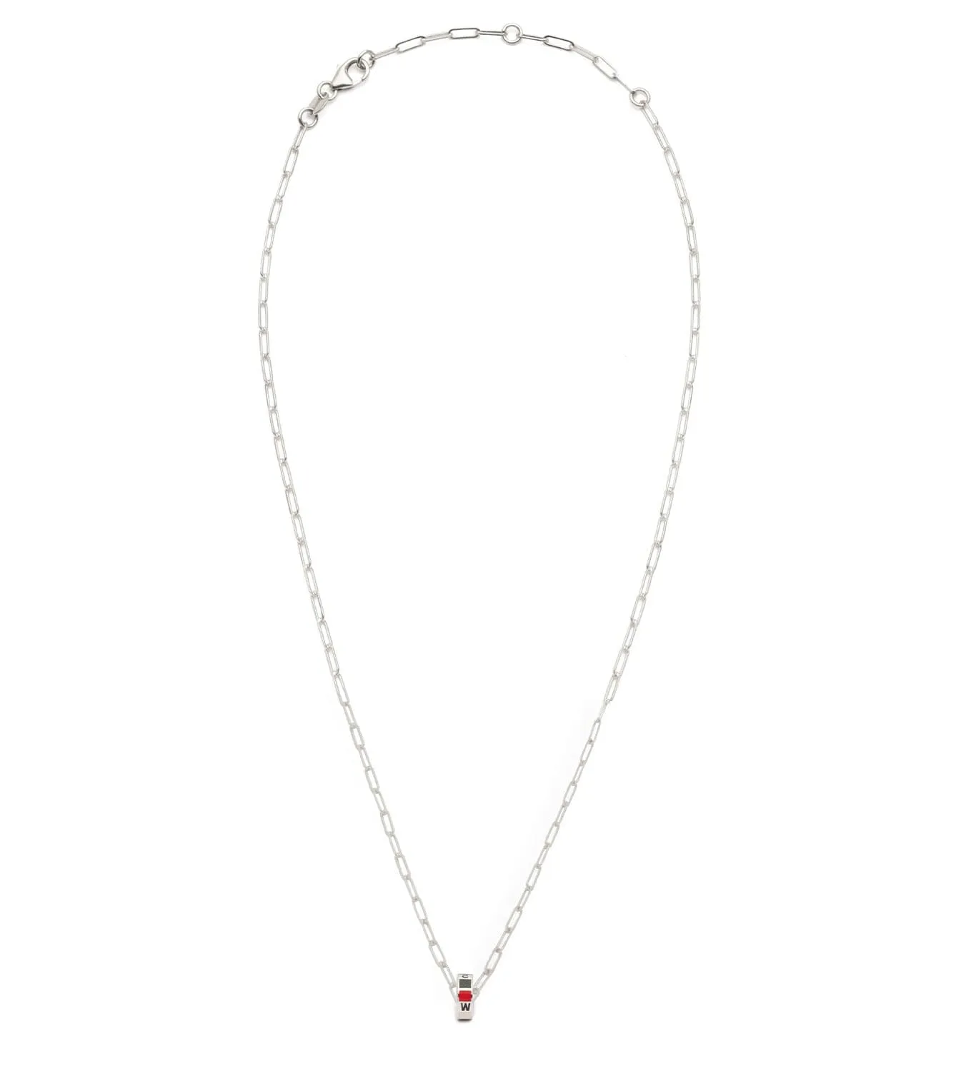 Internal Compass : Heart Beat Super Fine Clip Chain Necklace White Gold