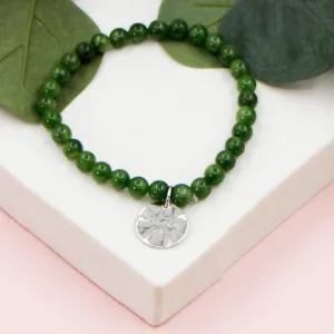 Jade semi precious bracelets with sterling silver tag