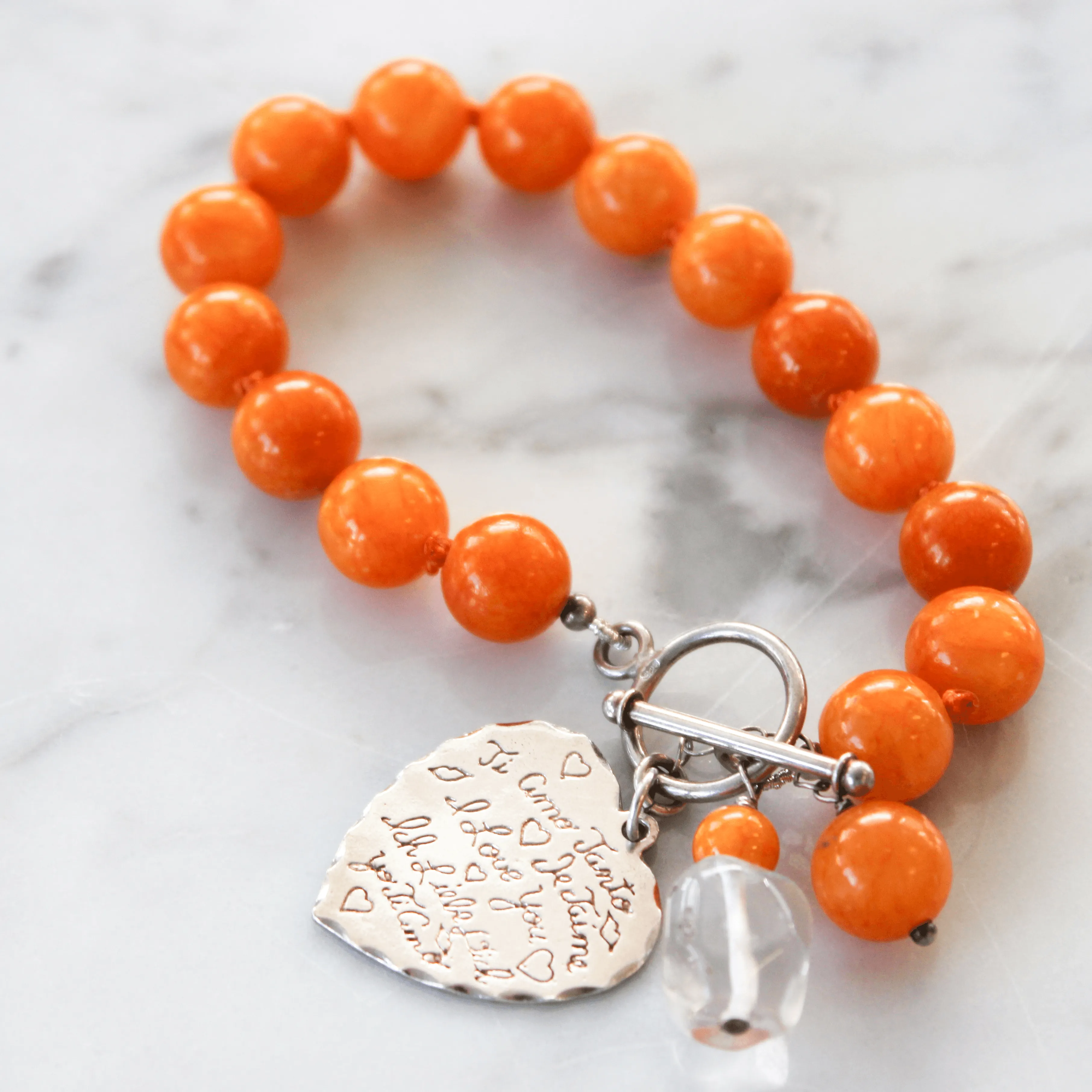 J'taime T-Bar Clasp Bracelet 10mm | Orange
