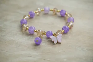Lavender Butterfly Charm Bracelet