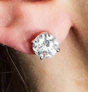 Lilia 4 Carats Solitaire Lab Grown Round Diamond Stud Earrings in 14K White Gold IGI