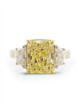 Louis Glick 5 Carat Fancy Yellow Starburst Diamond Ring