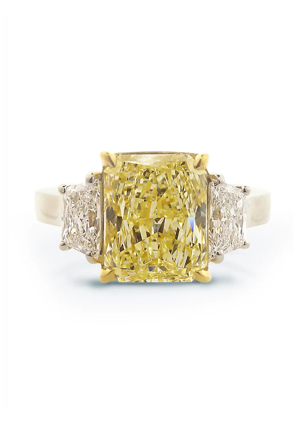 Louis Glick 5 Carat Fancy Yellow Starburst Diamond Ring