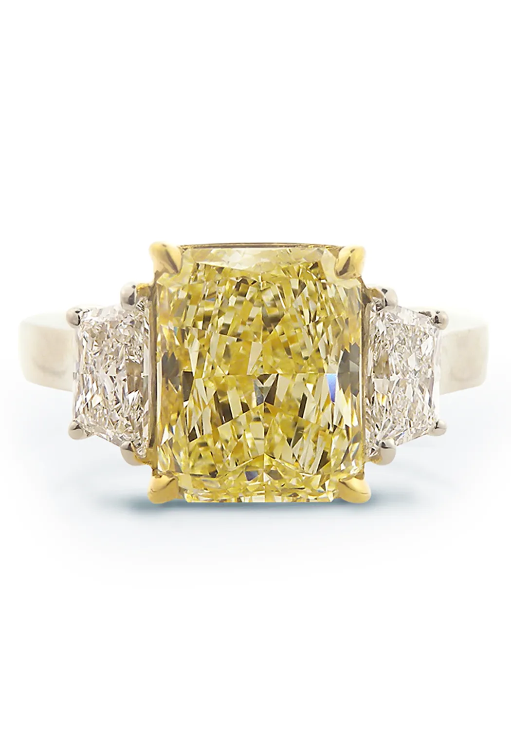 Louis Glick 5 Carat Fancy Yellow Starburst Diamond Ring