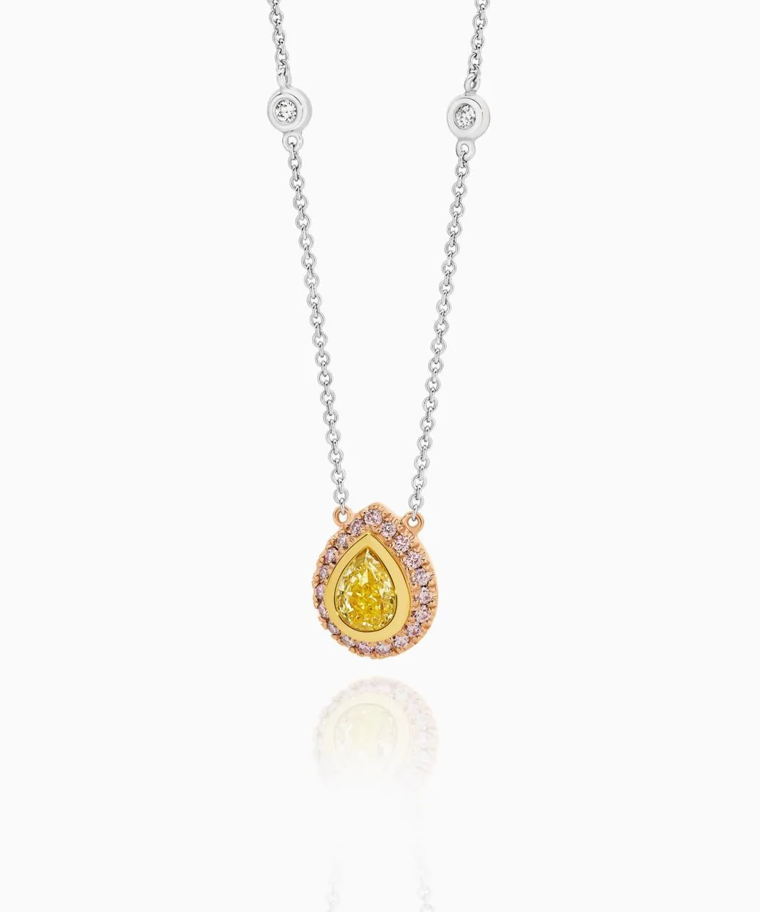 Lucie Yellow Pear and Argyle Pink Diamond  Necklace