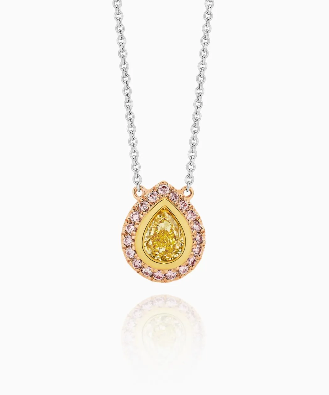 Lucie Yellow Pear and Argyle Pink Diamond  Necklace