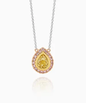Lucie Yellow Pear and Argyle Pink Diamond  Necklace