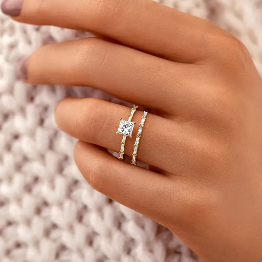 Lumina Luxurious Ring with Princess-Cut AAAAA Cubic Zirconia
