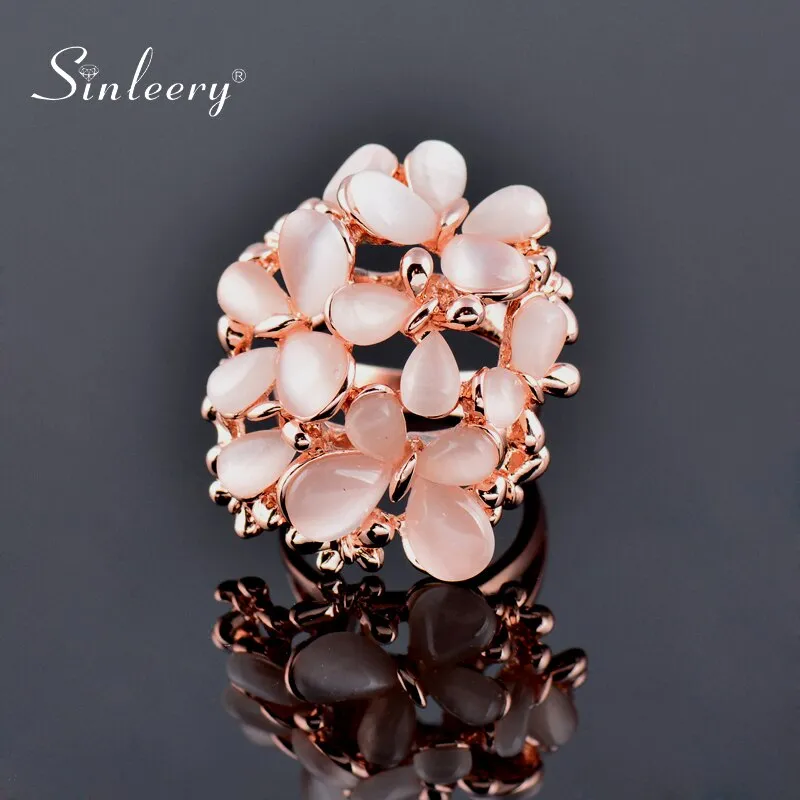 Luxurious Beige Opal Butterfly Big Rings