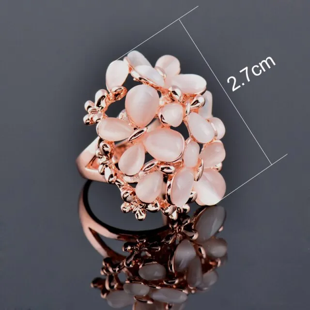 Luxurious Beige Opal Butterfly Big Rings