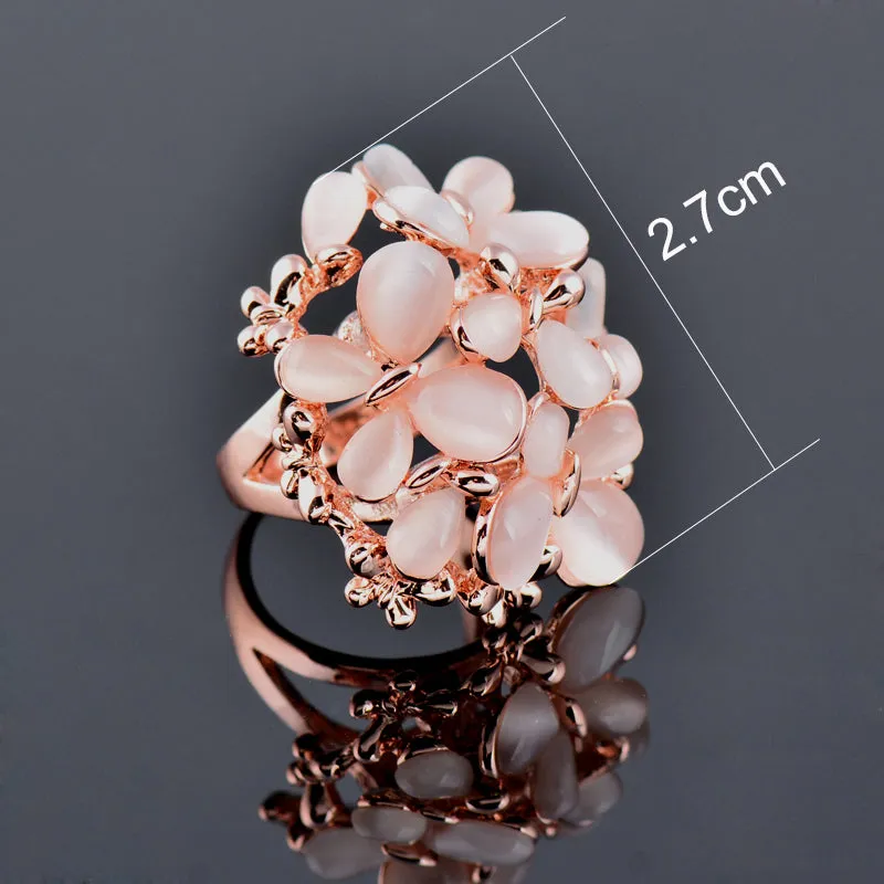 Luxurious Beige Opal Butterfly Big Rings