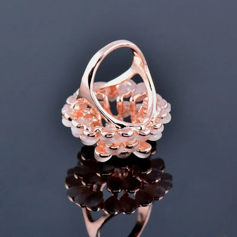 Luxurious Beige Opal Butterfly Big Rings