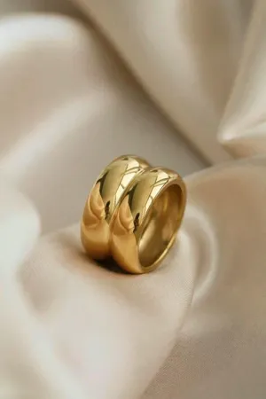 Luxurious Feel Gold Double Ridge Ring