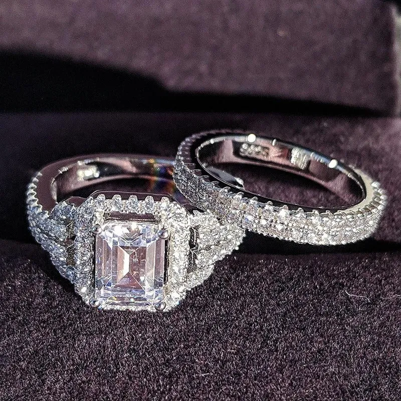Luxurious Zircon Bejeweled Rings Set Jewelry Collection