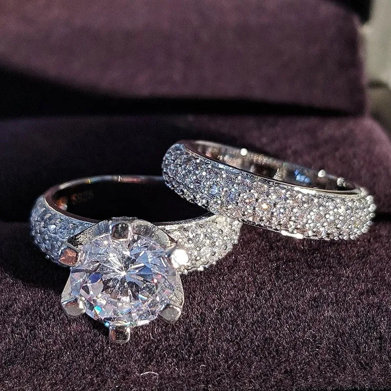 Luxurious Zircon Bejeweled Rings Set Jewelry Collection