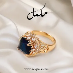 lvsenlin Aesthetic Flower Design Women Wedding Rings 4 Claws Blue Cubic Zirconia Ring