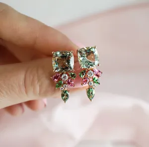 'Marie Antoinette' Tourmaline, Garnet & Diamond Earrings