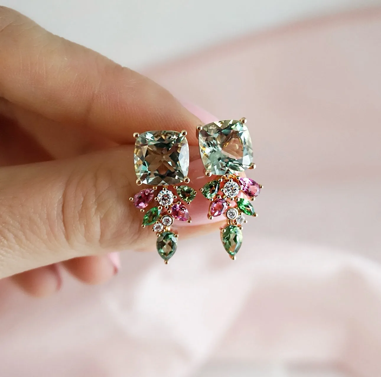 'Marie Antoinette' Tourmaline, Garnet & Diamond Earrings