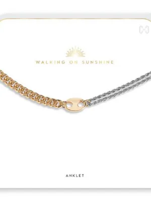 Mixed Metal Anklet - Silver/Gold