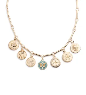 Multi-Tenet Story Yellow Gold Element Chain Choker Aqua