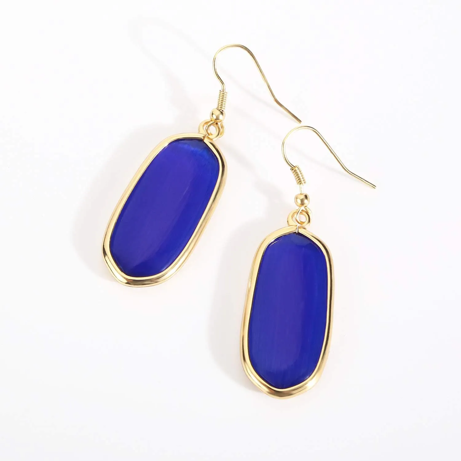 Natural Crystal Healing Stone Drop Dangle Earrings for Women