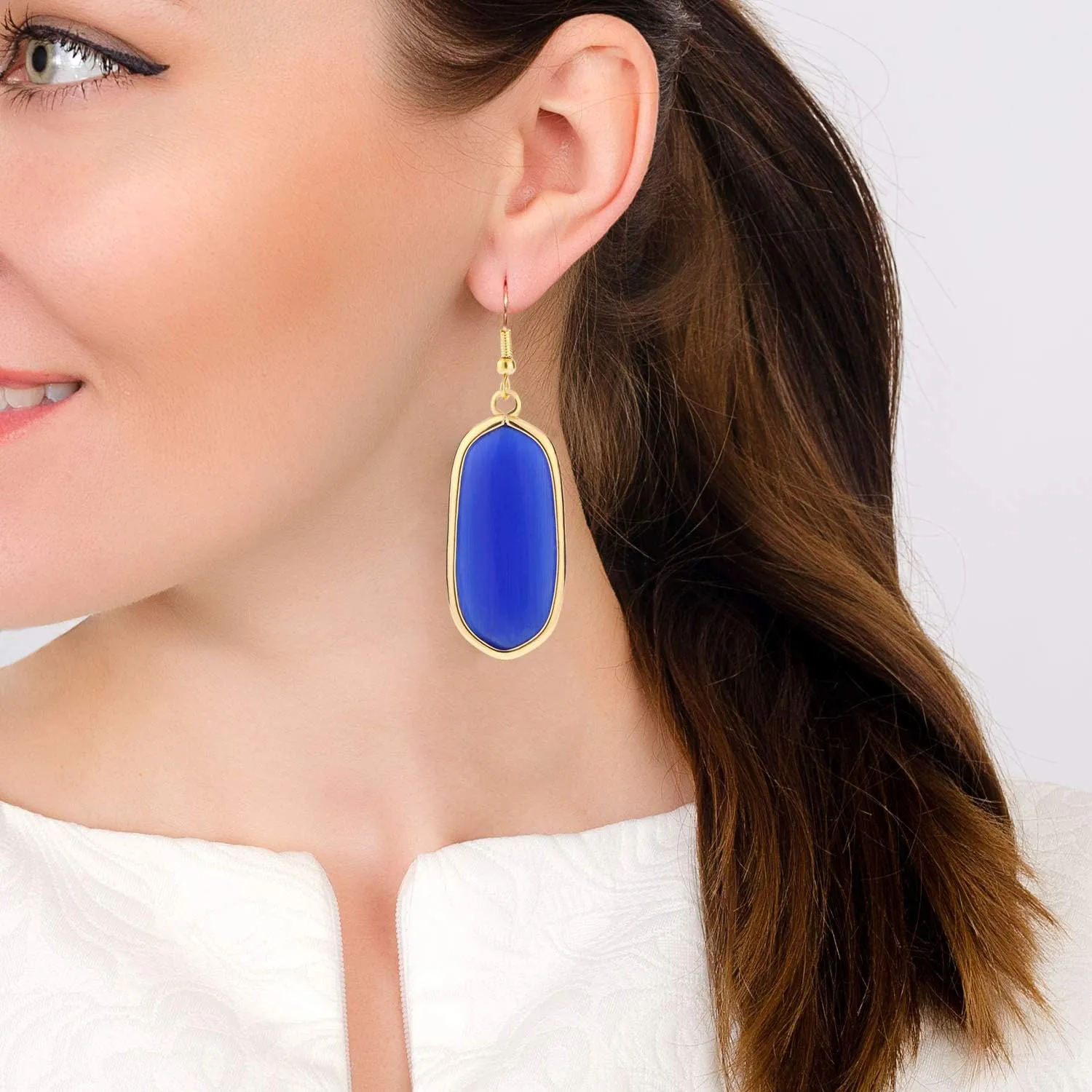 Natural Crystal Healing Stone Drop Dangle Earrings for Women