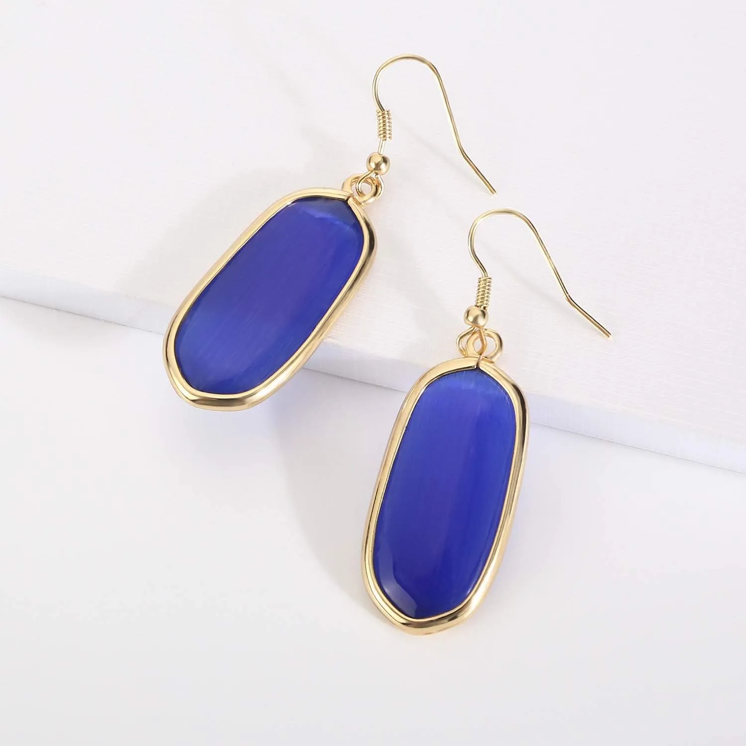 Natural Crystal Healing Stone Drop Dangle Earrings for Women