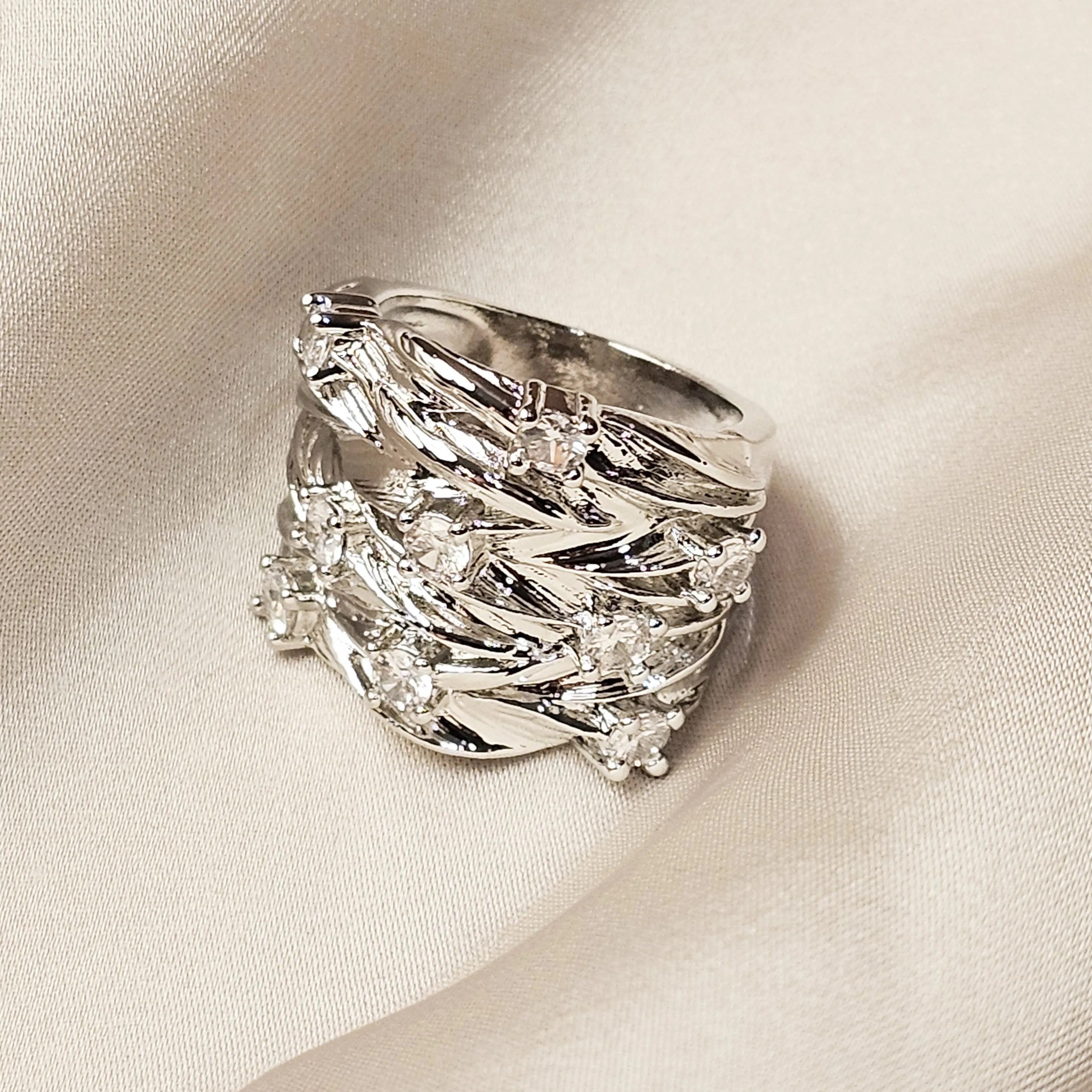 Natural Jute Twine Zircon Ring