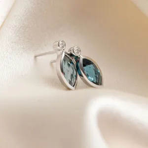 Navette | 9ct Gold London Blue Topaz Earrings