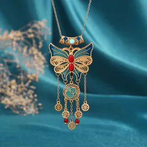 New in exquisite enamel craft bow tassel vintage necklace pendant