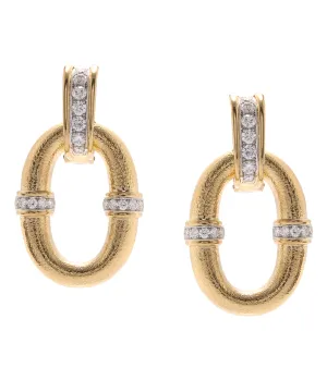 Oval Link Earrings, Hammered Gold