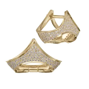 Pave Diamond Tiara Huggie Earrings