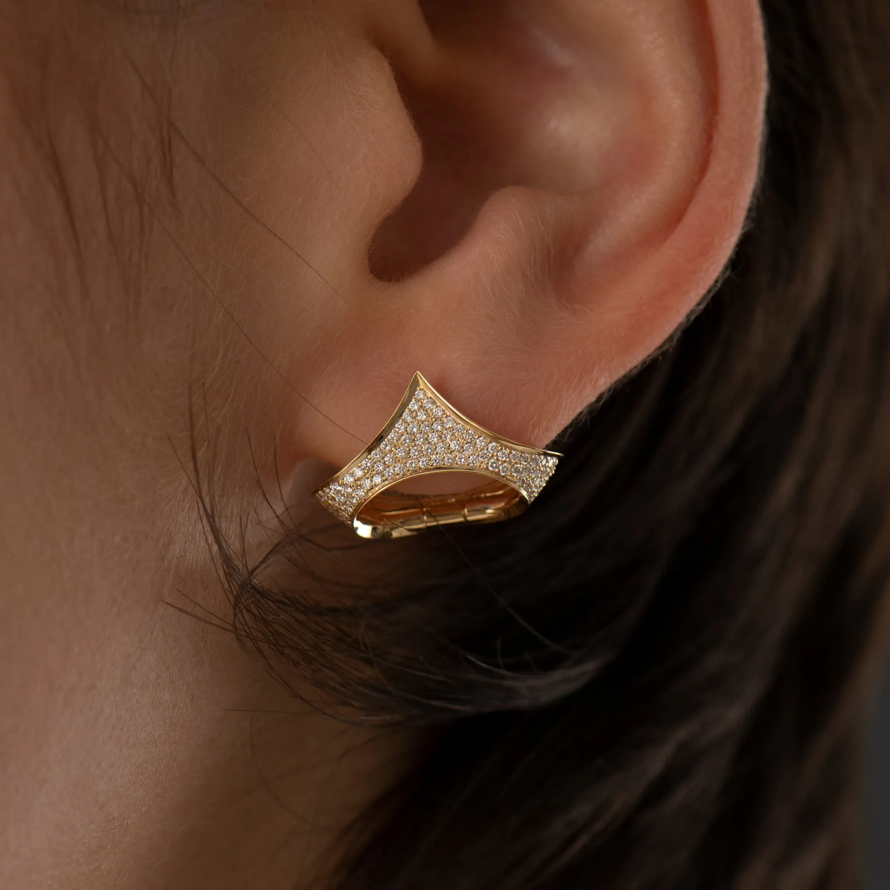 Pave Diamond Tiara Huggie Earrings