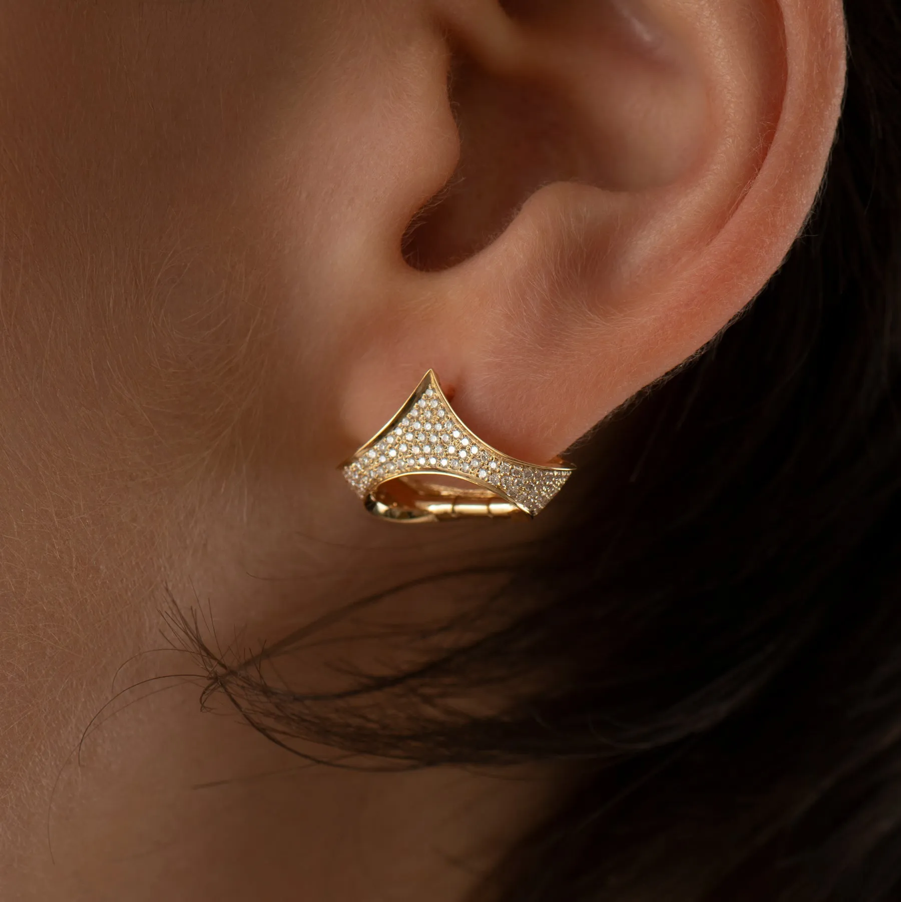 Pave Diamond Tiara Huggie Earrings
