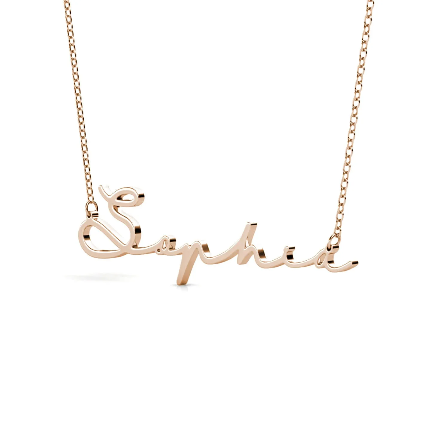 Personalised Cursive Name Necklace Sterling Silver Rose Gold