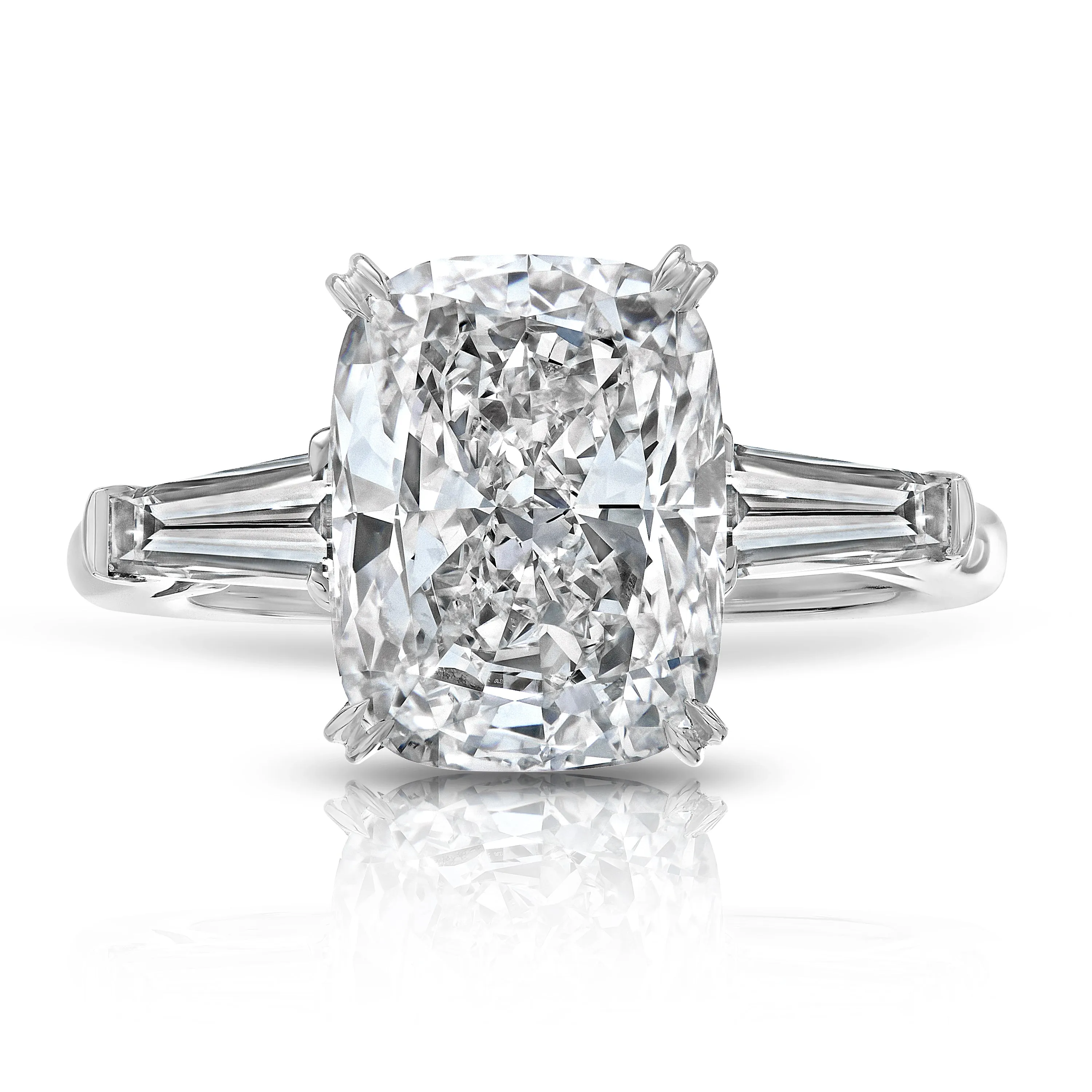 Princess Cut Diamond Ring with Tapered Baguettes, 5 CT