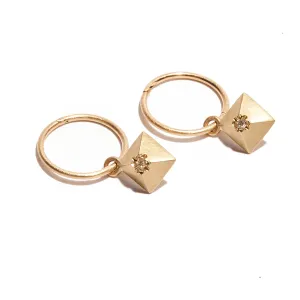 Pyramid Diamond Charm Earrings