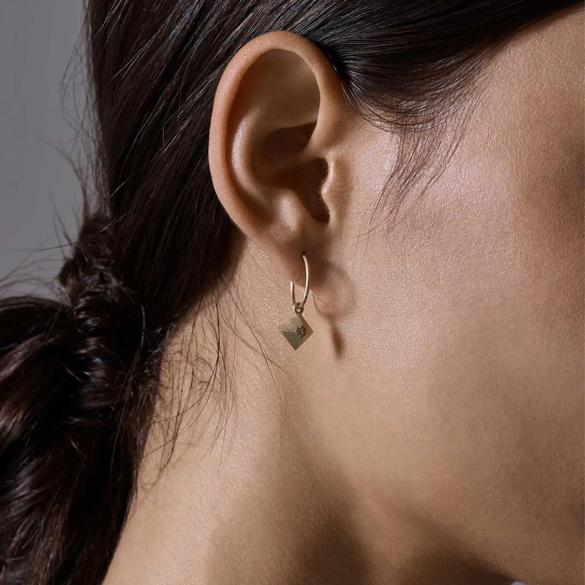 Pyramid Diamond Charm Earrings