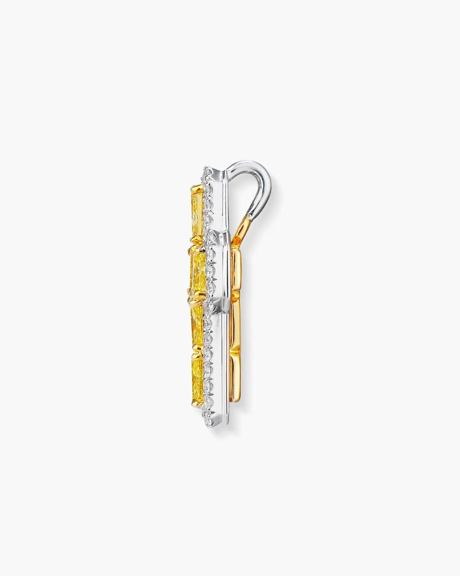 Radiant Cut Yellow and White Diamond Cross Pendant Necklace, 1.88 carats