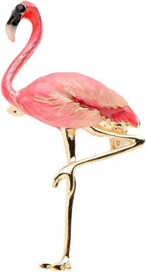 Red Blue Enamel Flamingo Bird Brooches Women Men's Corsage Brooch (red)