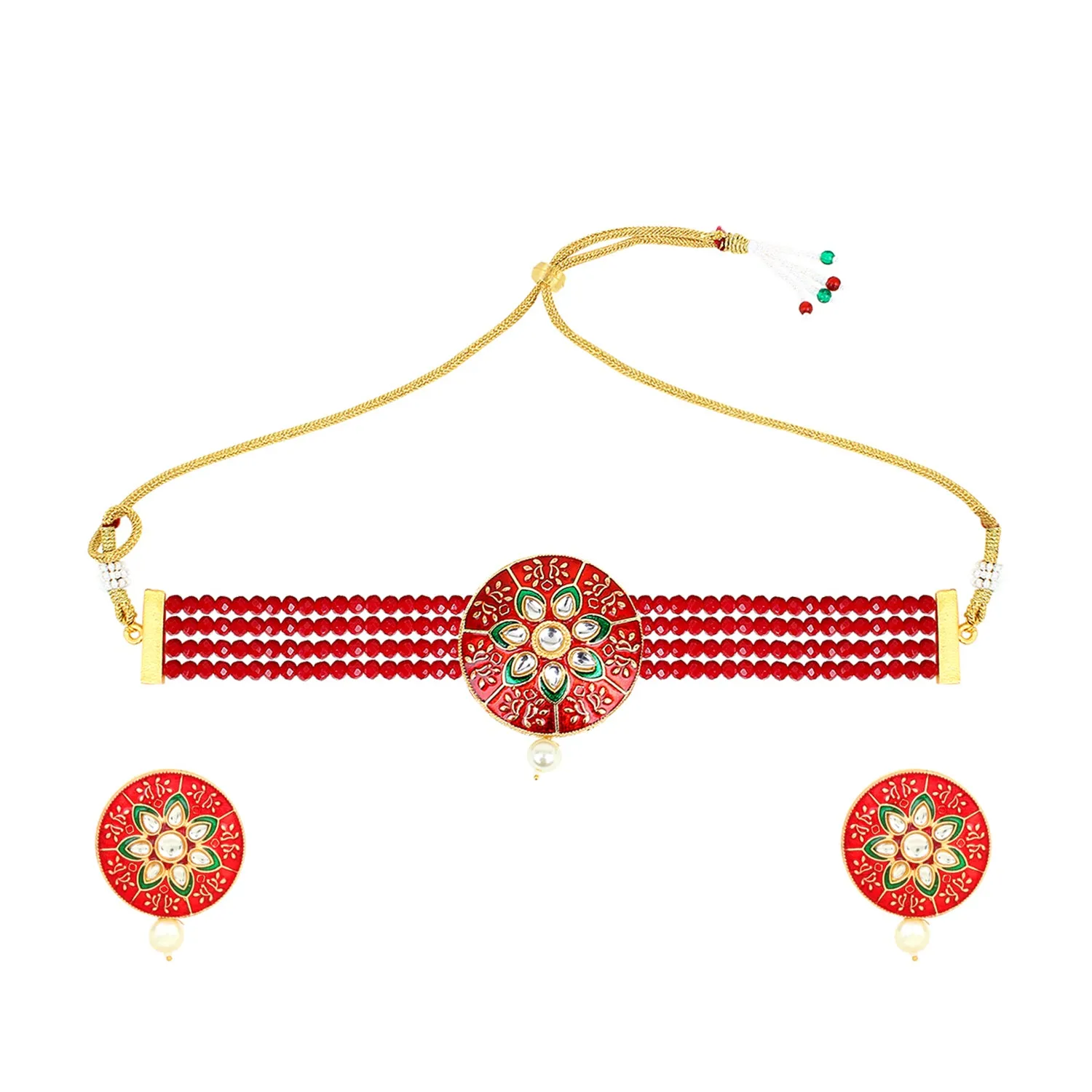 Red Indian Kundan Choker Set