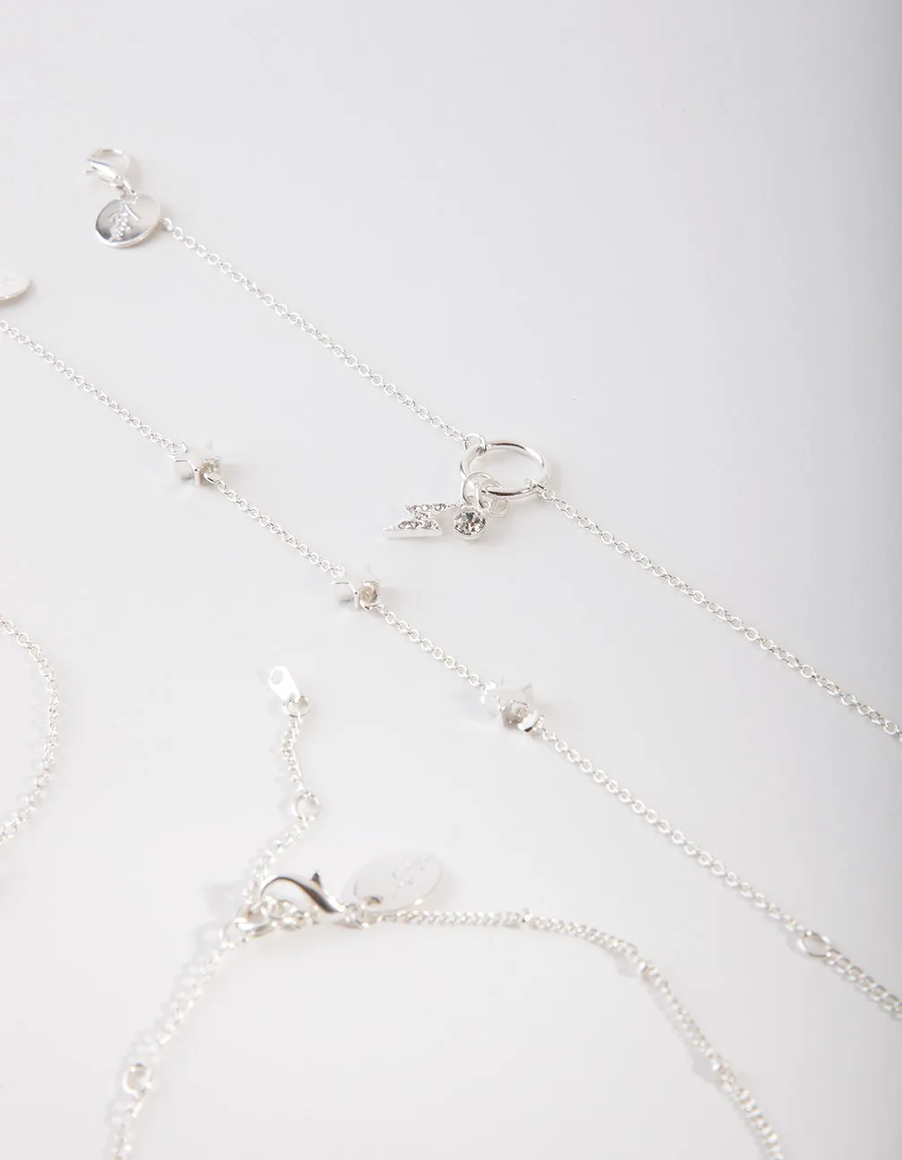 Silver Lightning Bolt Anklet Bracelet 4-Pack