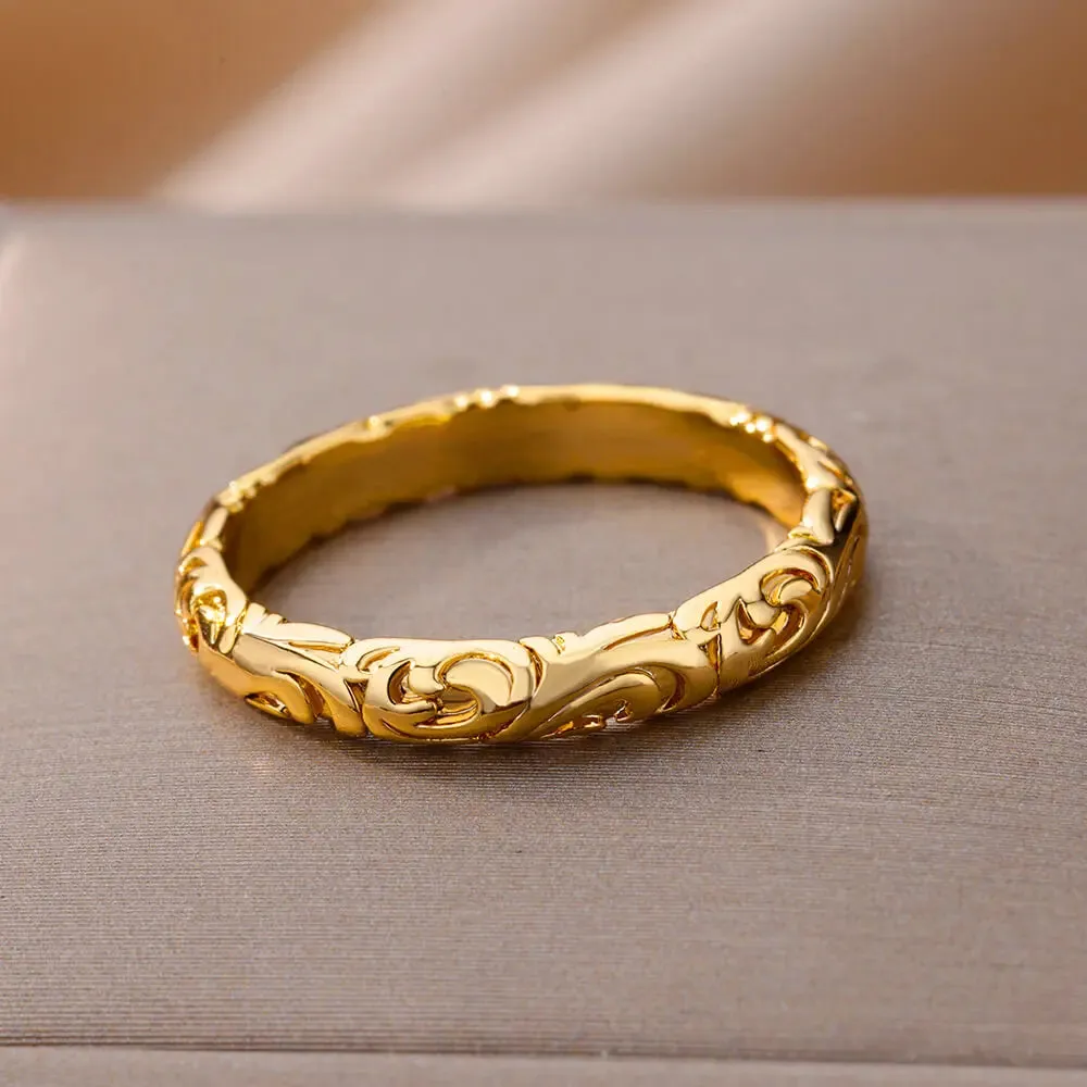 Stainless Steel Heart Rings for Women Vintage Gold Twist Barbed Wire Aesthetic Jewelry Gifts
