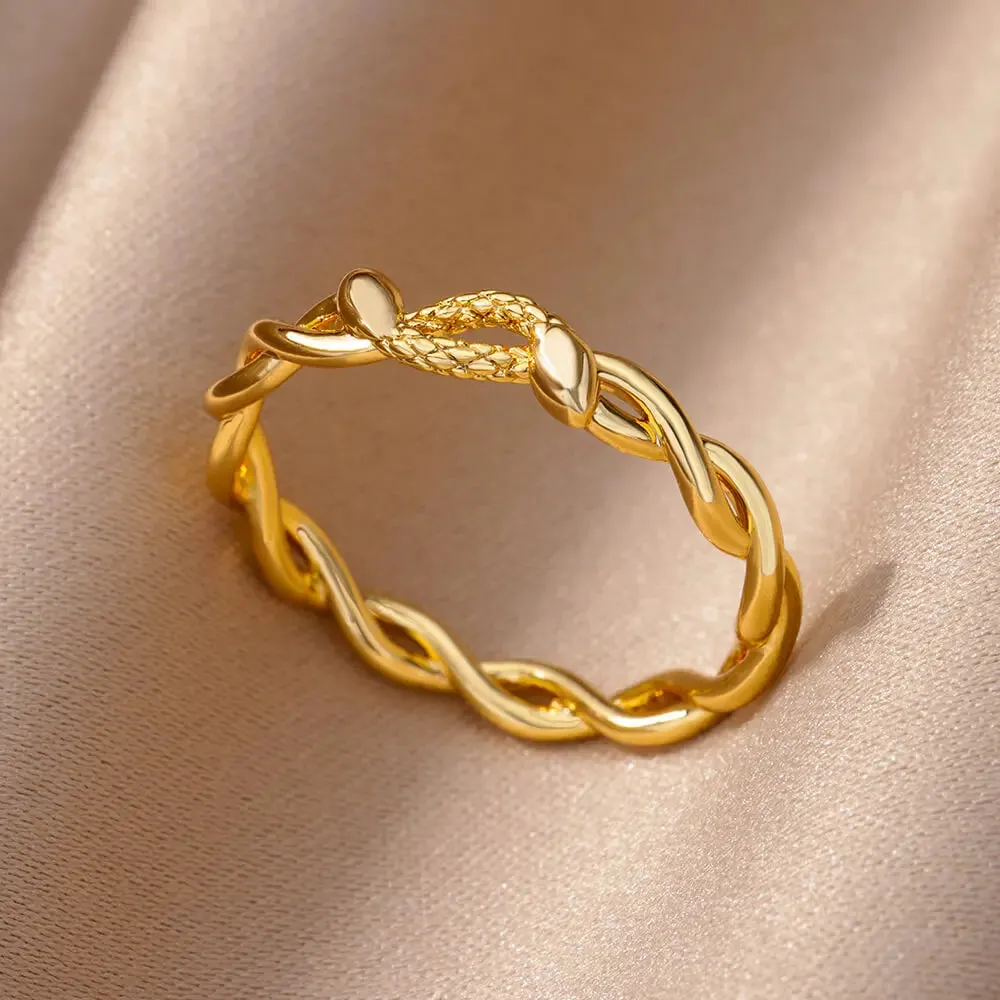 Stainless Steel Heart Rings for Women Vintage Gold Twist Barbed Wire Aesthetic Jewelry Gifts